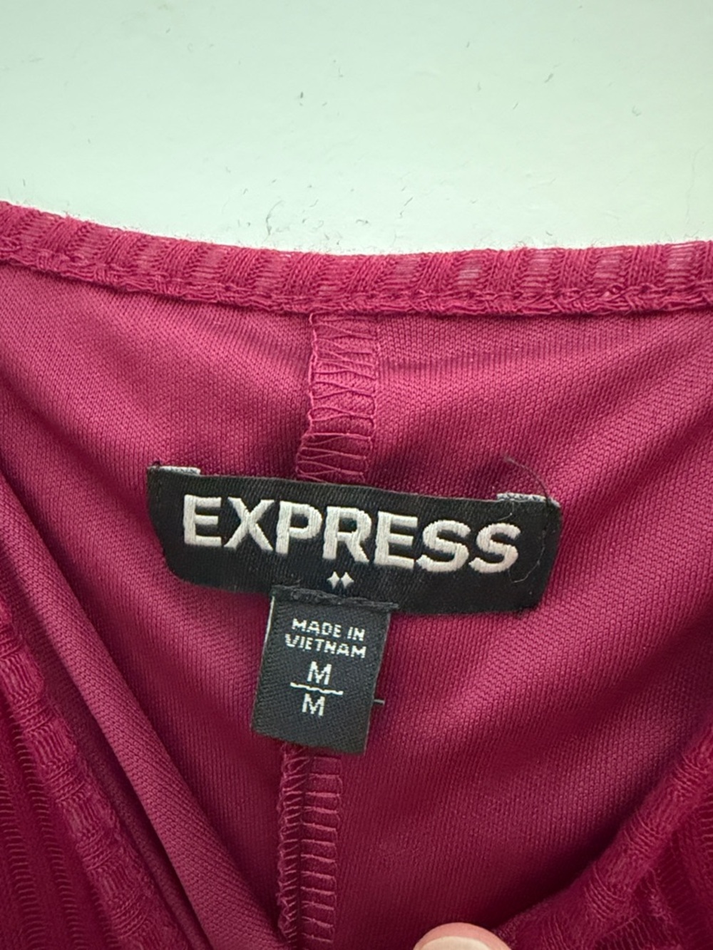 Express Burgundy Ribbed Button-Front Midi Dress - Picture 2 of 4